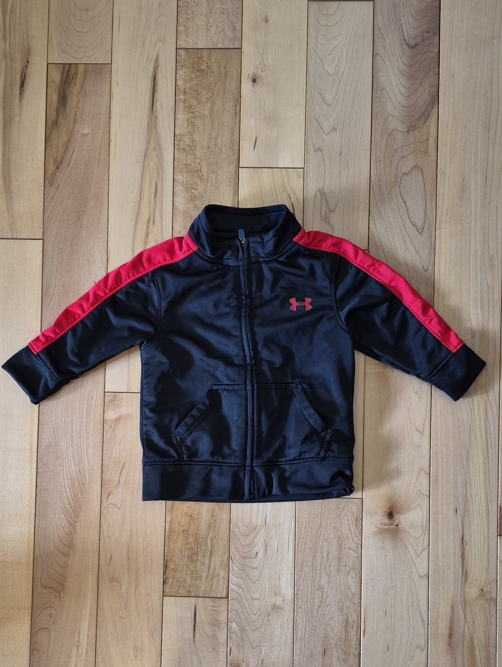 Boys Size 12m Under Armour Black Jacket with Red Shoulder Panels